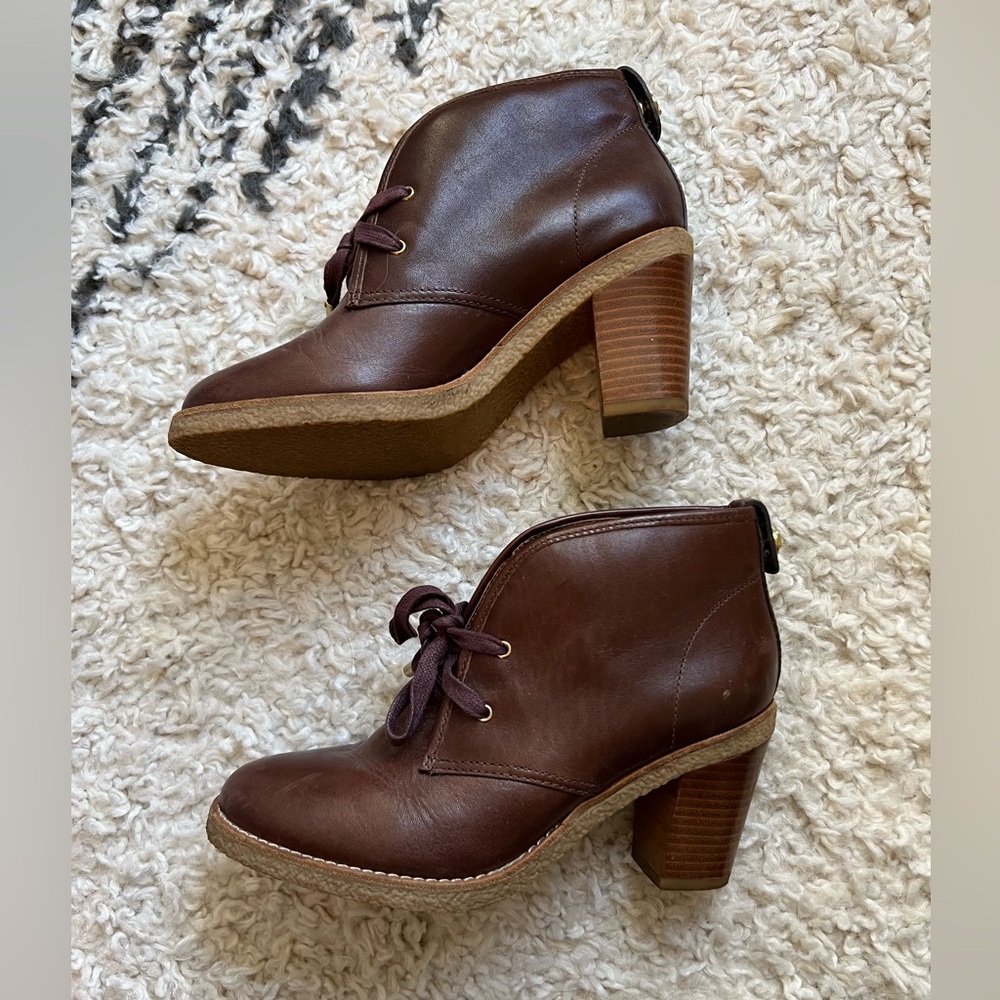COACH Nikol Leather Laced Heeled Booties - 6.5 women